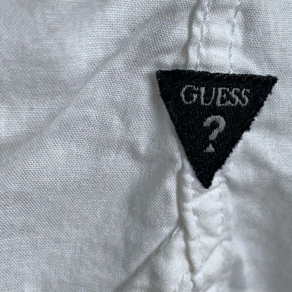 Abstract Button Up Shirt Mens Size L White Black Long Sleeve Y2K Retro GUESS - Picture 7 of 16